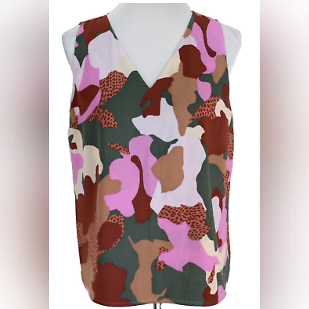 Nine West Women's Multicolor Sleeveless Top. Double Layer Front Panel.